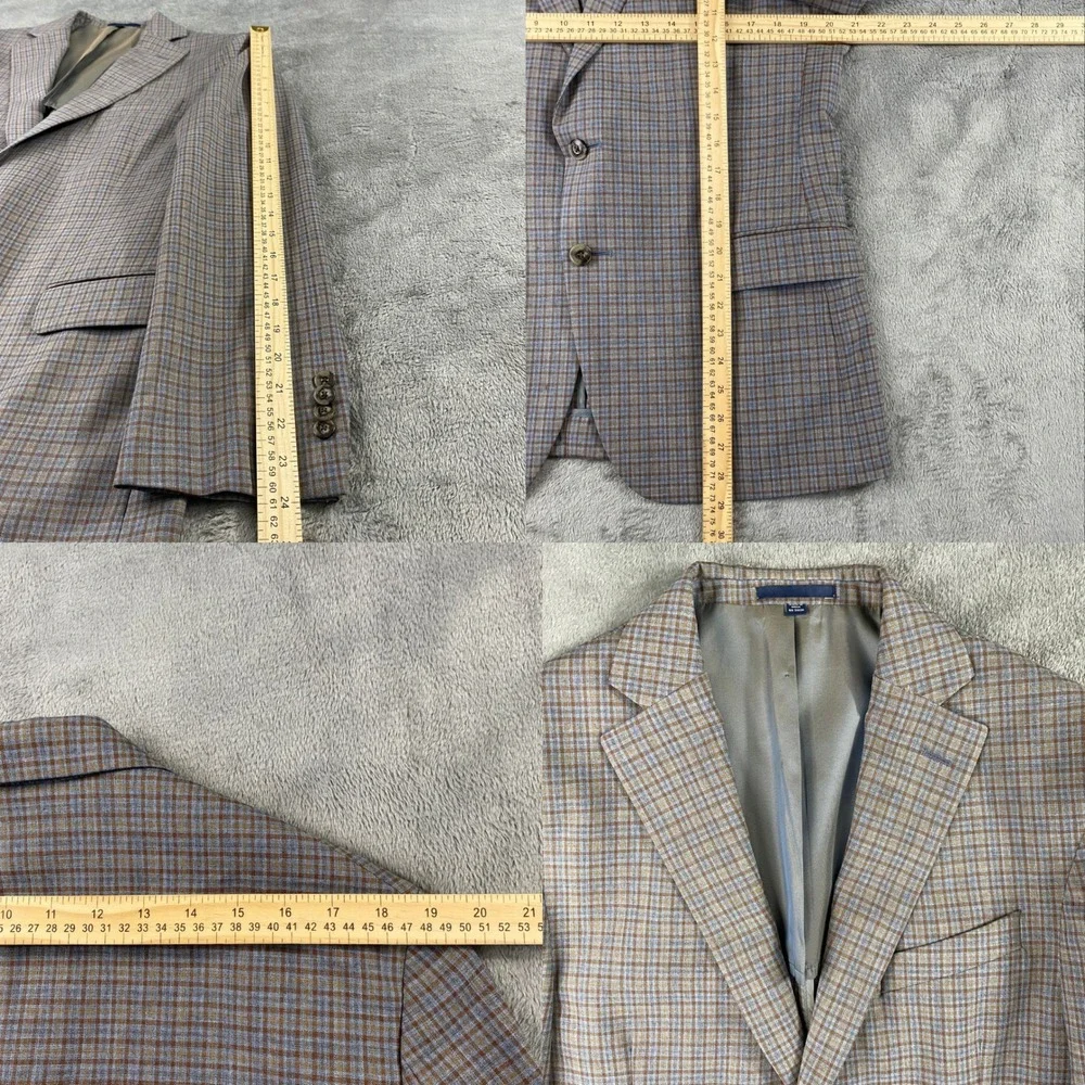 Jos A Bank Sport Coat Mens 40S Brown Blue Plaid 1905 Slim Fit Wool Blazer Preppy